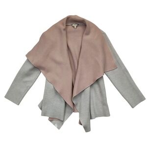 Petite Studio Gray & Mauve Two Tone Open‎ Knit Cardigan Sweater Women's Size L